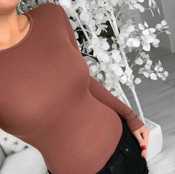 3 цвета модные женские боди с длинным рукавом облегающие комбинезоны топы