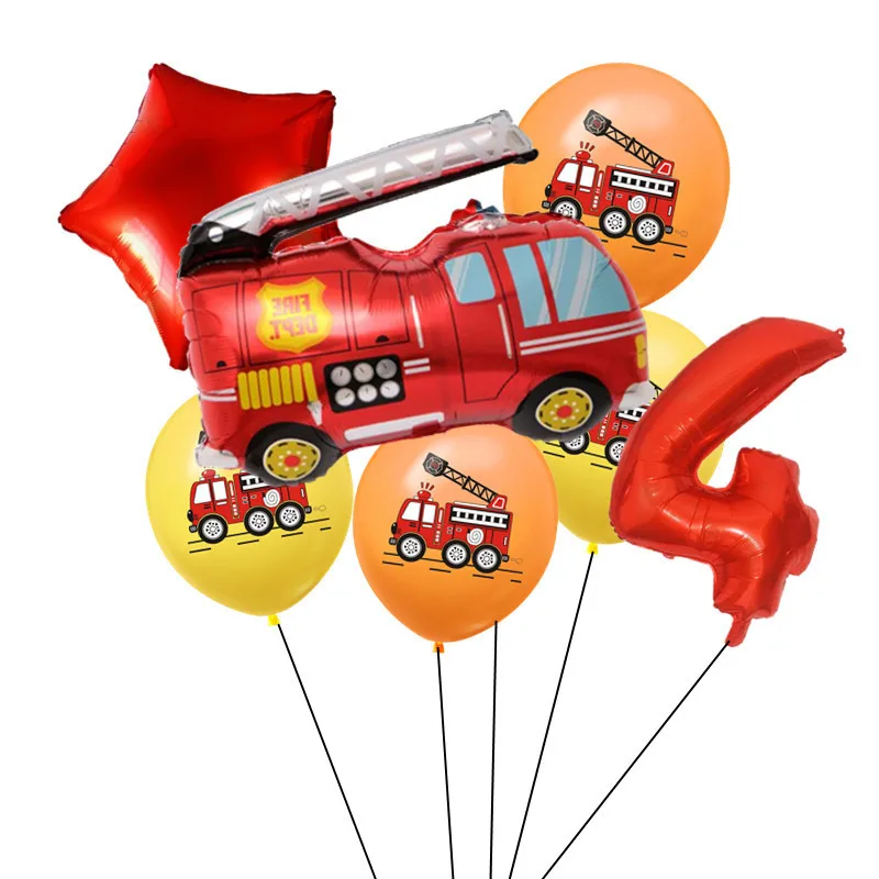 OEING мультфильм воздушные шары автомобили для малышей с изображением пожарной