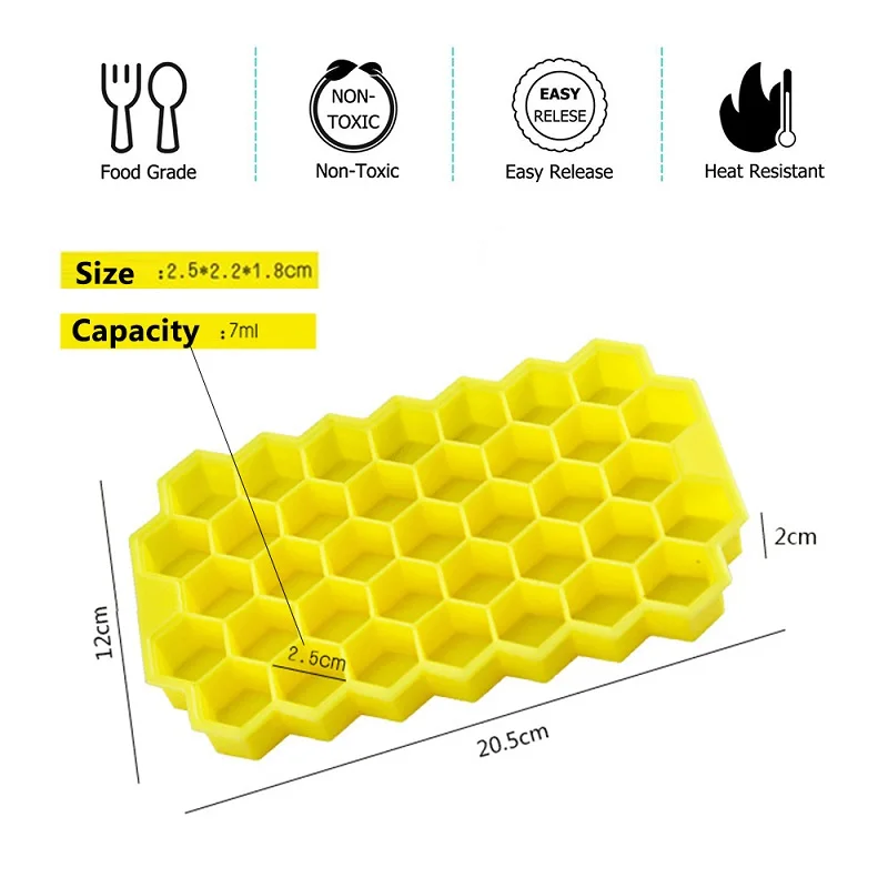 

DIY Silicone Ice Cream Mold Kitchen Honeycomb Shape Ice Cream Tray with Lids BPA Free Popsicle Mold Party Home Kitchen Tool