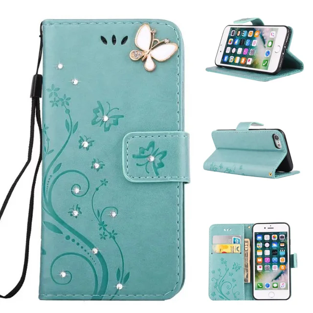 3D украшение со стразами чехол бумажник из искусственной кожи с подставкой