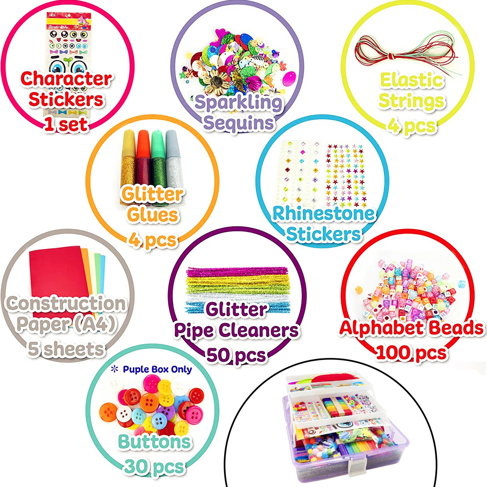 Suministros de arte completo para ni&ntilde;os y ni&ntilde;as, caja plegable para manualidades de Navidad, 1000 Uds.-4