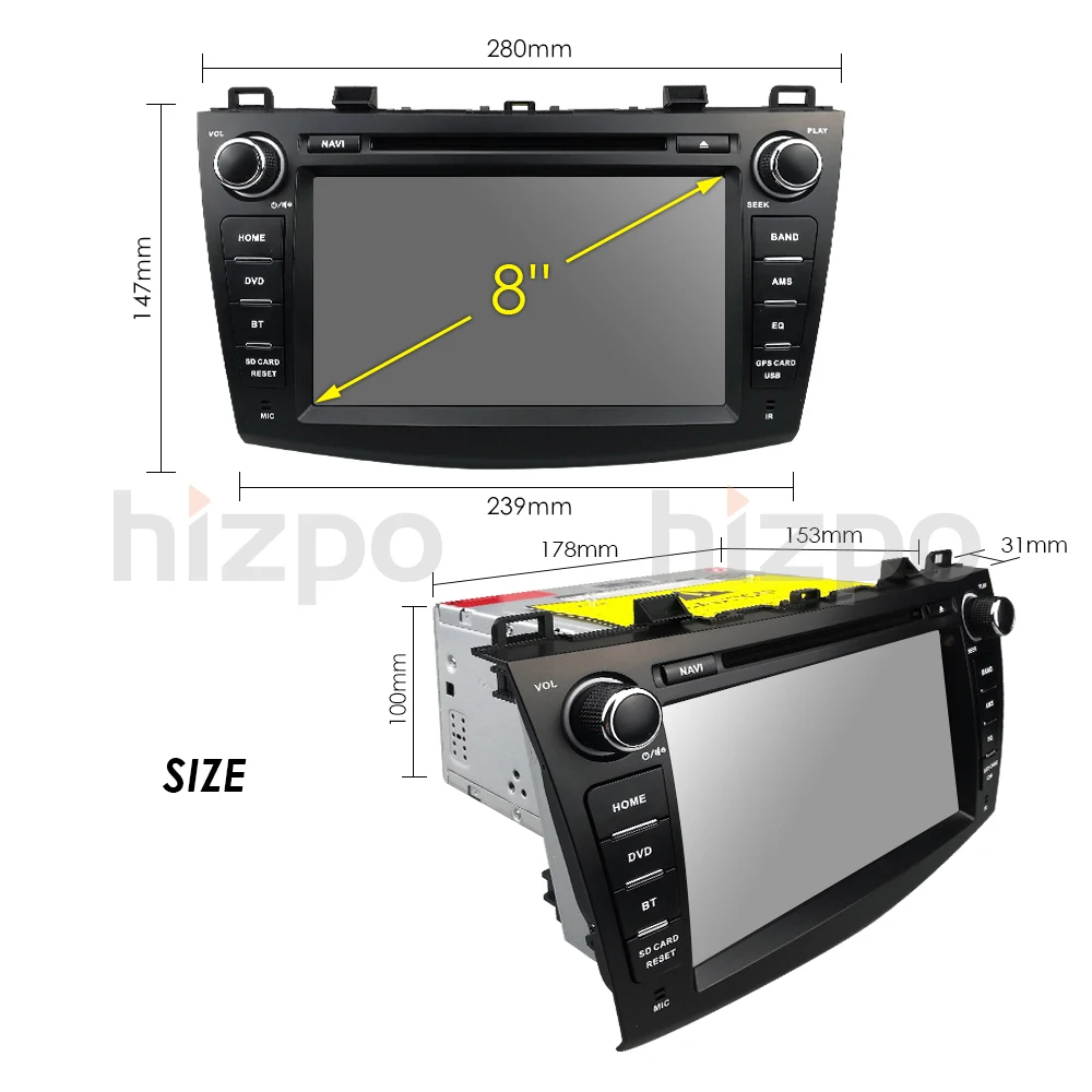 DSP IPS 8-дюймовый 2 DIN автомобильный радиоприемник GPS навигация 2G + 16G DVD стерео плеер