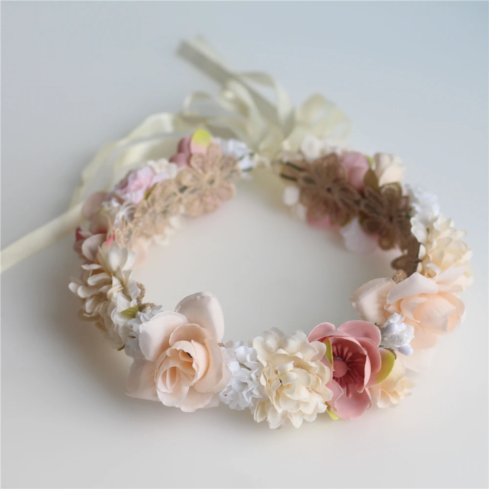 

Flower Girl Crown Wedding Boho Headpiece Headband Hair Wreath