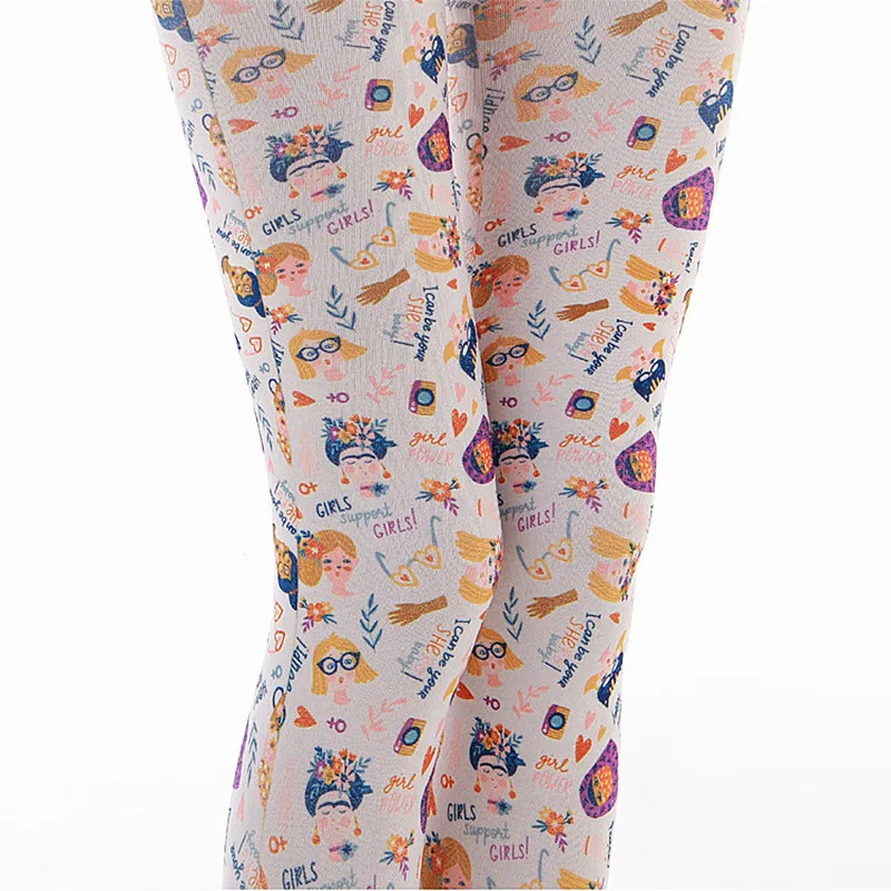 Женские колготки осенние и зимние с мультяшным принтом модные плотные рисунком