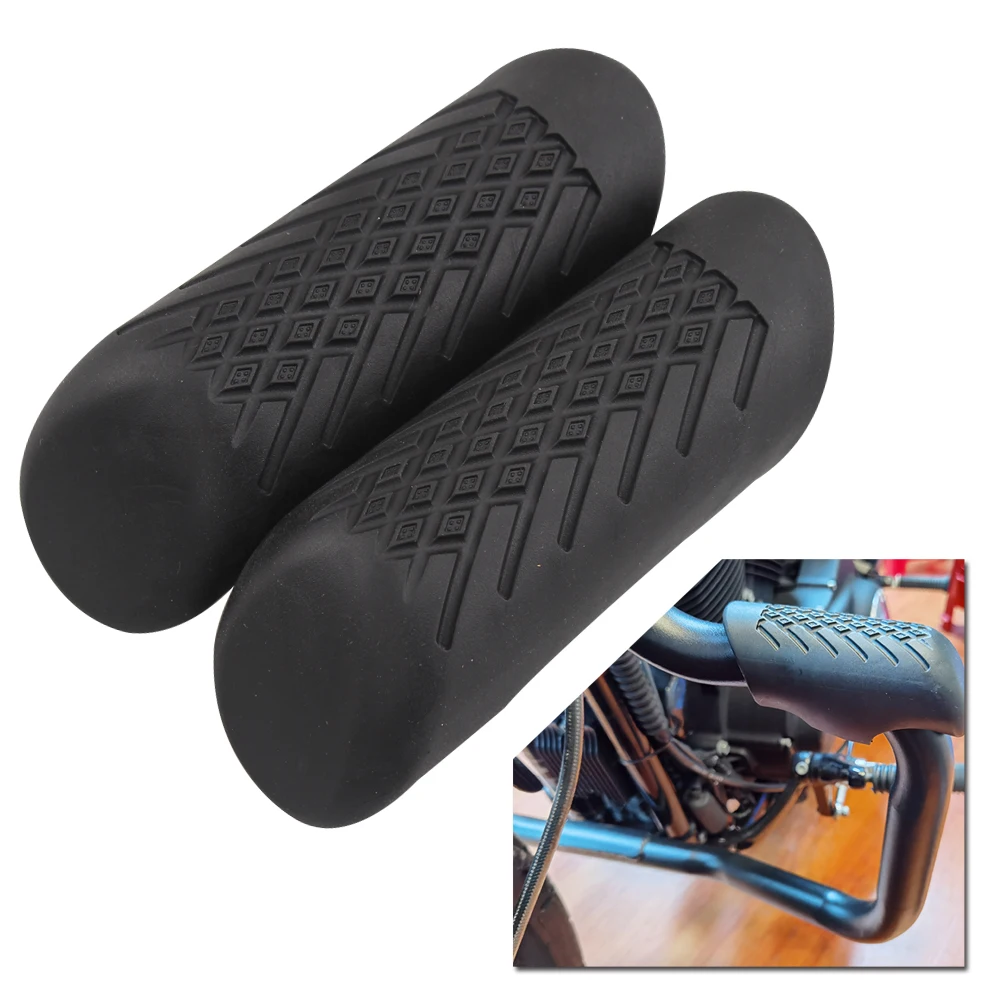 Universal  Crash Bar Knee Legs Protector Cover Engine Guard Rubber Pegs Road For Harley Touring Softail Yamaha XV950 Shadow