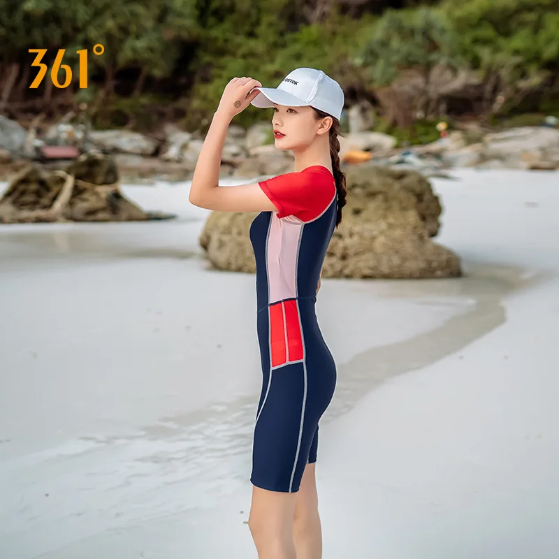 361 Push Up Women Swimwear Sexy Knee Length Swimsuit One Piece Competitive Swimsuit Girl Surfing Beach WaterProof Bathing Suit