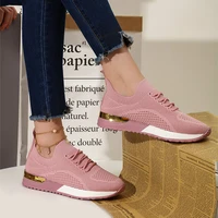 women sneakers breathable knitted plus size 43 solid ladies shoes walking shoes fashion summer female flats shoes 2021 new