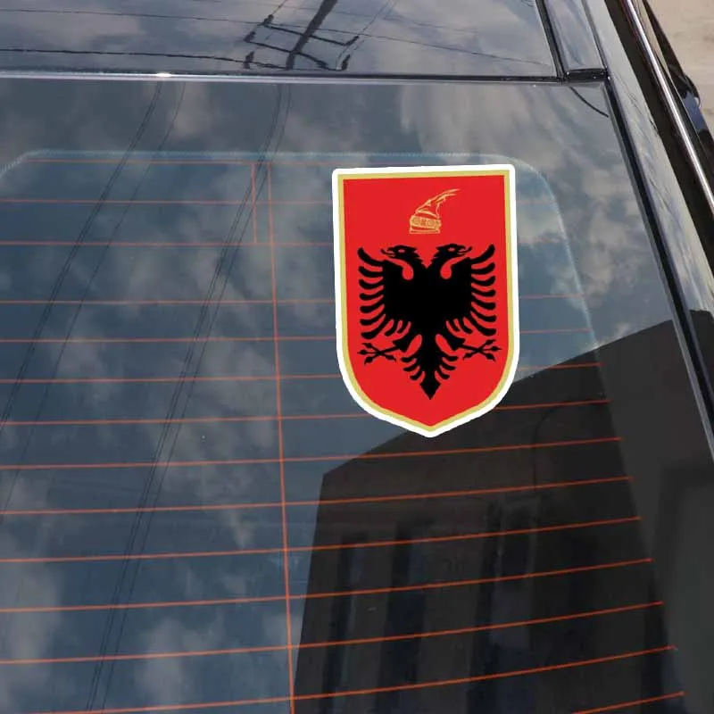 

6x9CM Car Styling Albania Flag Coat Of Arms PVC Decal Car Sticker