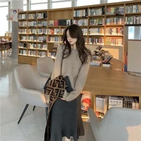 plus velvet thick thick warm sweater autumn and winter new korean style lazy loose knit retro loose simple sweater