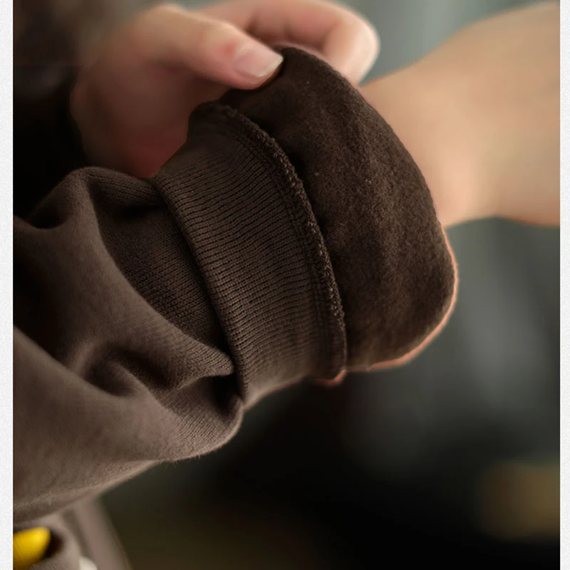 

NINI WONDERLAND 2020 Autumn Winter Cotton Casual Sweatshirt Women Long Sleeve Loose Hooded Sweatshirt Coat Female Vintage Tops