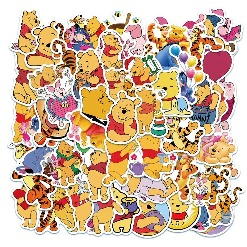 50Pcs Cartoon Stickers Cute Winnie The Pooh Graffiti Portable Suitcase Waterproof Sticker Toys | Игрушки и хобби