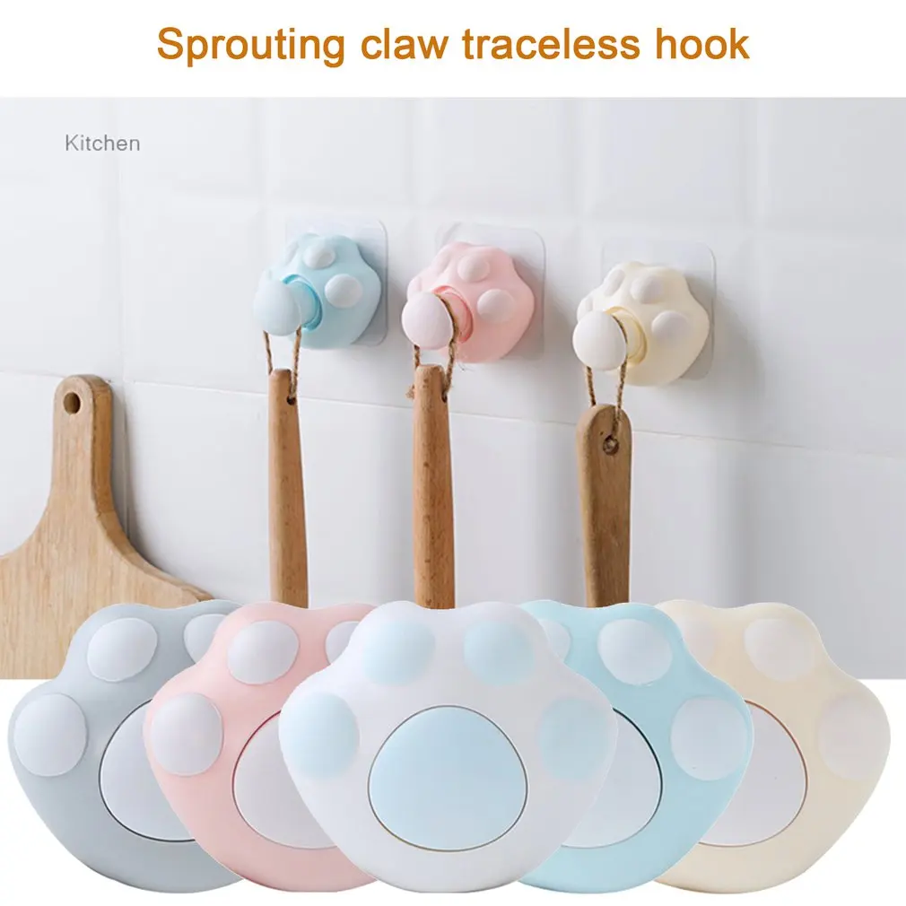 

Cute Cartoon Cat Paw Wall Hook Self-adhesive Hooks For Hanging Purse Key Hanger Wall Hanging Decor