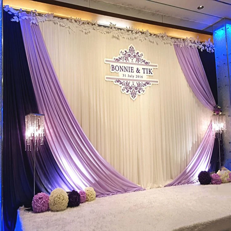

Beautiful Wedding Backdrop Curtain 3*6m Purple Swag Ice Silk Drapes Event Stage Background Wedding Decoration