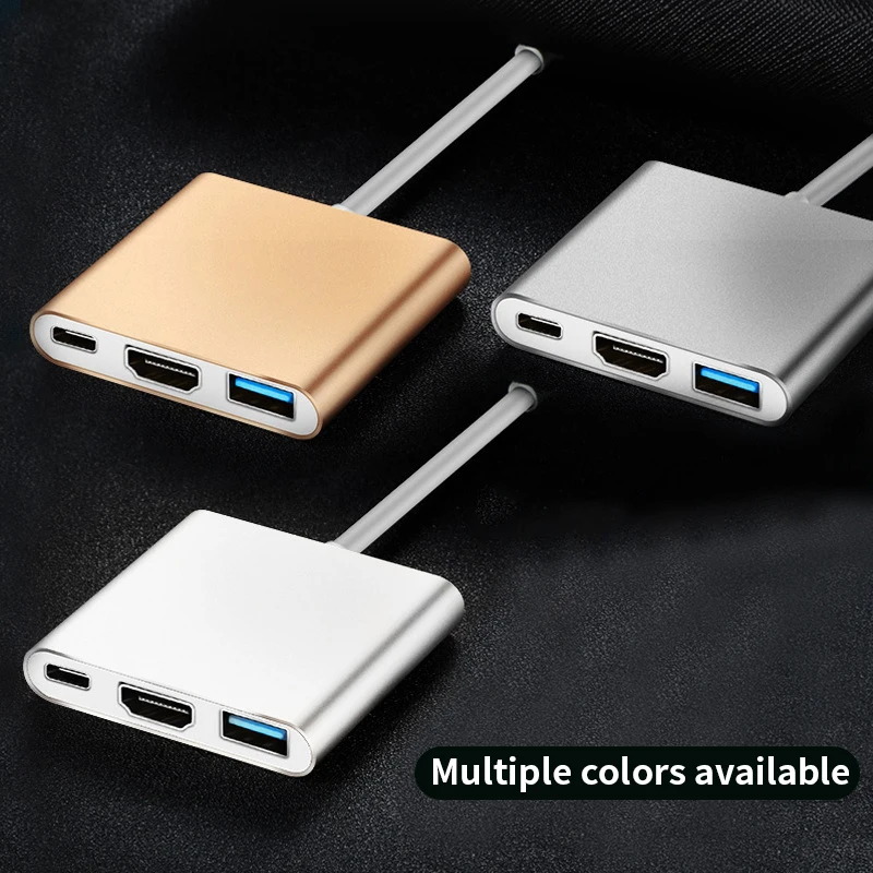 3-в-1 USB3.0 док-станция C-type HDMI концентратор USB адаптер для ноутбука MacBook смартфон расширение USB-C конвертер HDMI