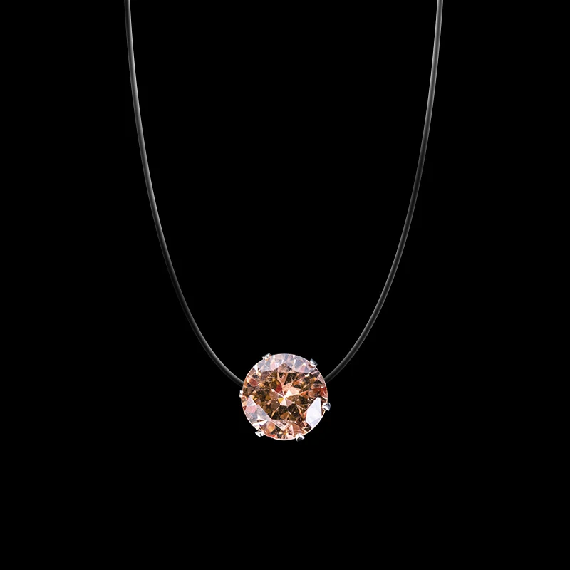 Champagne crystal Женская прозрачная леска ожерелье невидимое ожерелье с подвесками на цепочке стразы колье ожерелье s ключица силиконовая цепь - Окраска металла: Champagne crystal
