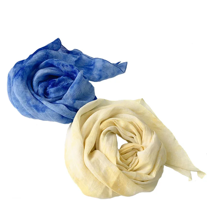 

Spring/Summer New Tie-Dye Linen Thin Narrow Scarf