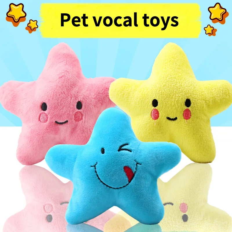 

Sounding Toys Pentagonal Image Smiley Dogs Sounding Plush Toys Cat Toys Pet Toys Supplies Teddy Puppy Dog Toys for Small Dogs