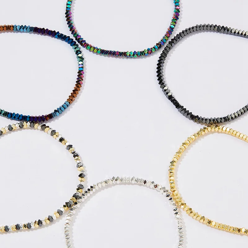 Модные Плетеные веревочные браслеты ручной работы с гематитовыми бусинами для