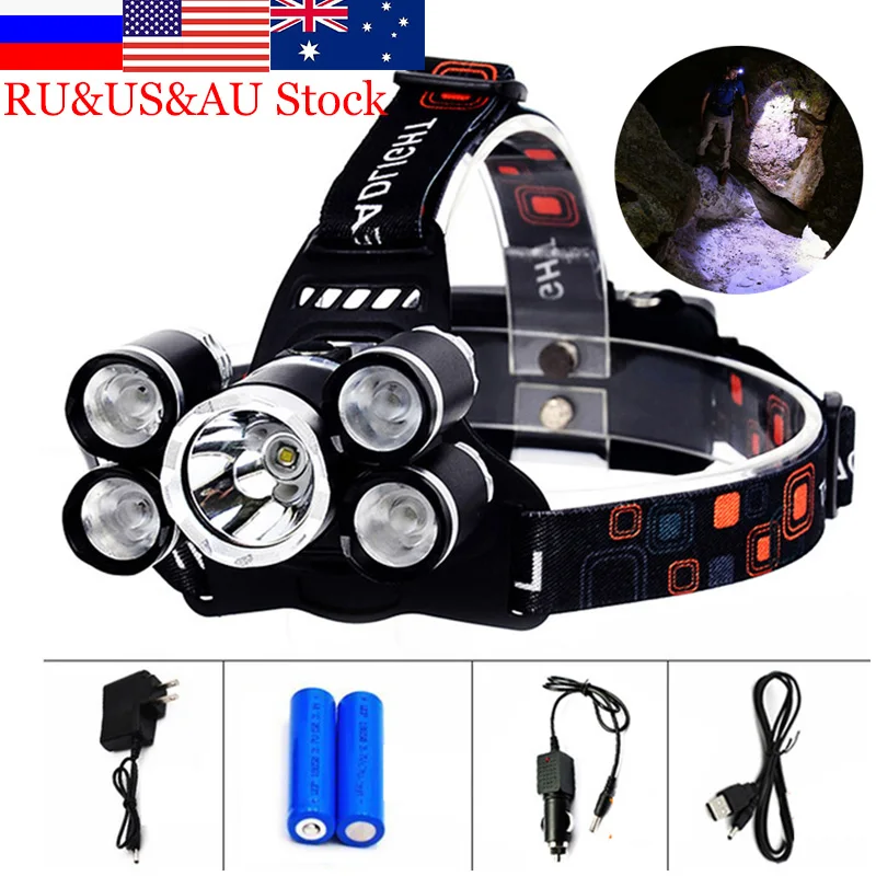 

Zk20 8000 лм мощный налобный светильник светодиодный налобный фонарь T6 4 Q5 5 чип налобный фонарь для охоты