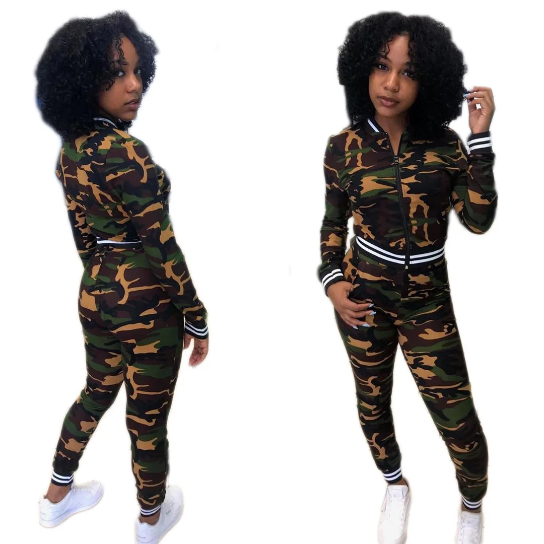 Женский комплект новейший уличный Спортивный Повседневный Камуфляжный из двух