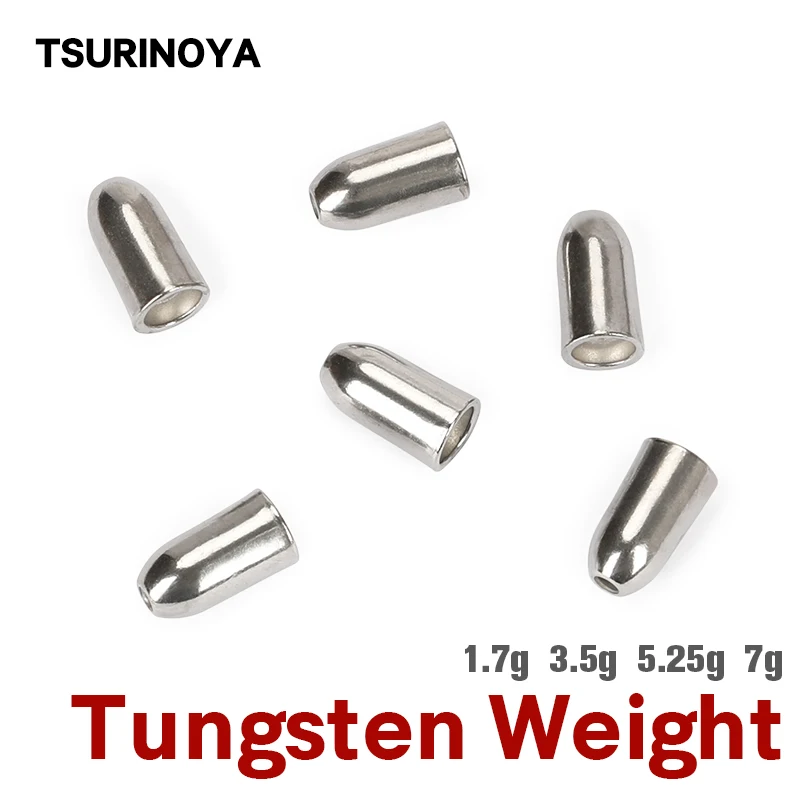 TSURINOYA Texas Rig Tungsten Bullet Sinkers 1.7g 3.5g 5.25g 7g Fishing Soft Worm Lure Drop Weights Fishing Tackle Accessories
