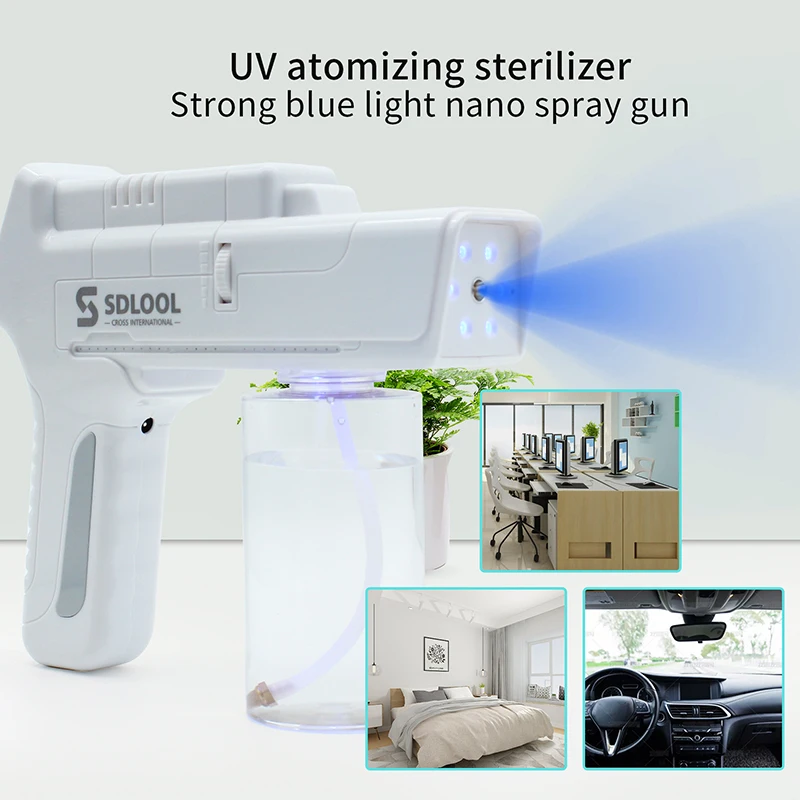 

Portable Blue Light Nano Sprayer Steam Gun Sterilizing Spray Water Mist Disinfection Machine 350ml Wireless Rechargeble