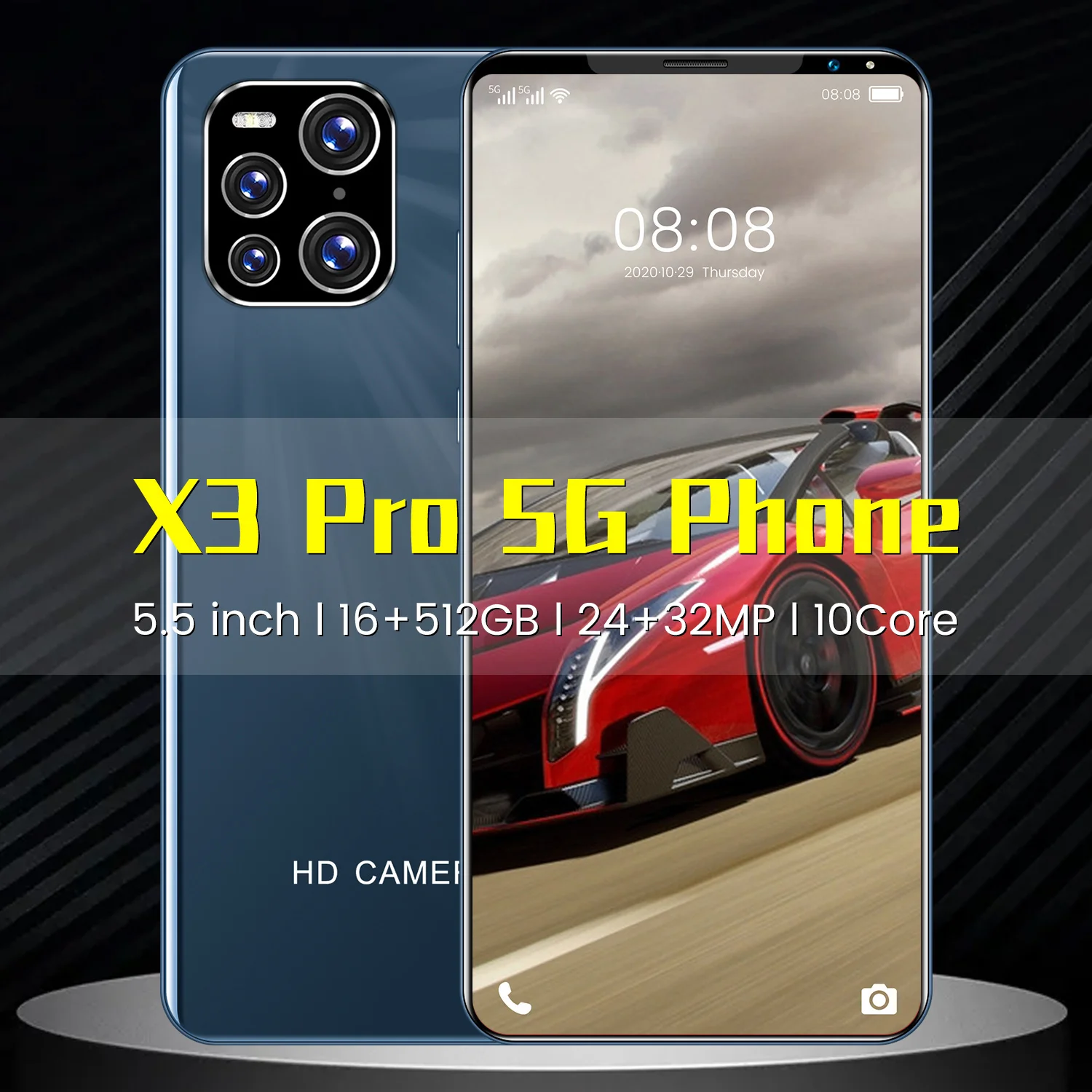 Смартфон X3 pro 2021 дюйма 16 + 512 ГБ 5600 мАч Android 11 24 32 Мп|Защитные стёкла и плёнки для
