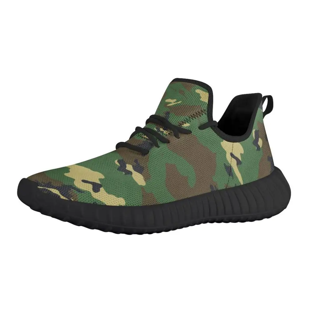 Мужские кроссовки на платформе ArmyGreen камуфляжные из дышащей сетки с логотипом