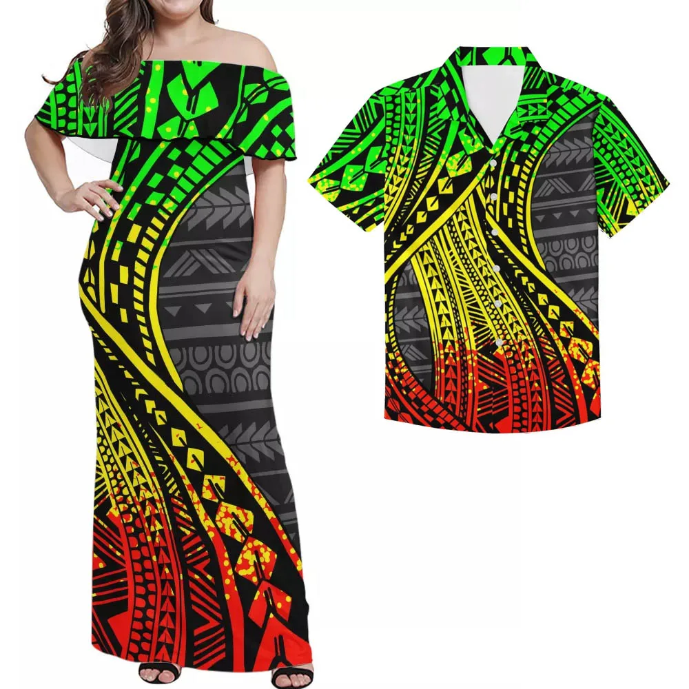 

Женское платье макси с вырезом-лодочкой, винтажные Гавайские платья с цветочным принтом, полинезийские племенные платья, лето 2021, 5XL, 7XL, разм...