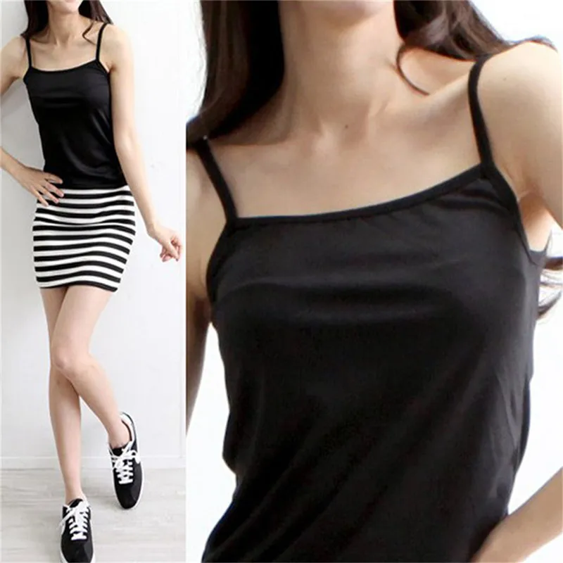 Sleeveless Shirt Strap Skinny Vest women Summer Sexy Camisoles Women Top Camisole Slim Lady Padded Tops | Женская одежда