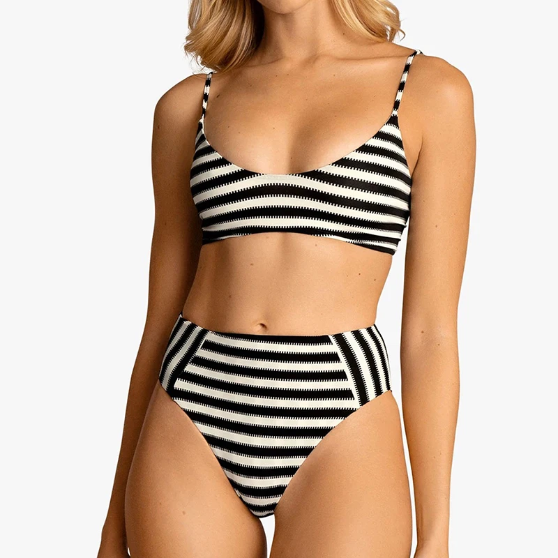 

Sexy Striped High Waist Bikini 2020 Swimsuit Women Bandage Swimwear Women Bathing Suit Swim Beachwear Bikini Set Maillot De Bain