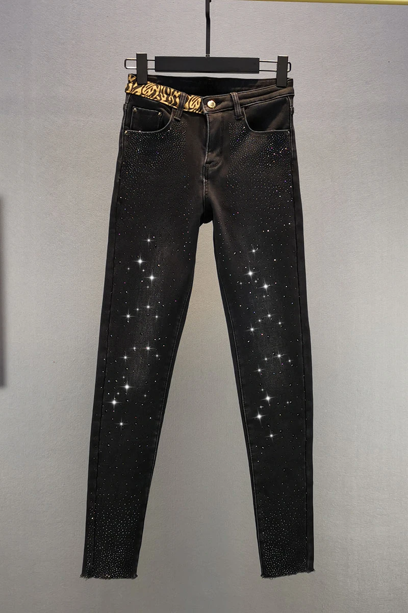 

Streetwear Fleece Thickening Jeans Pants Women's 2020 Winter New High Waist Slim Cotton Black Jeans Stretch Penicl Denim Pants