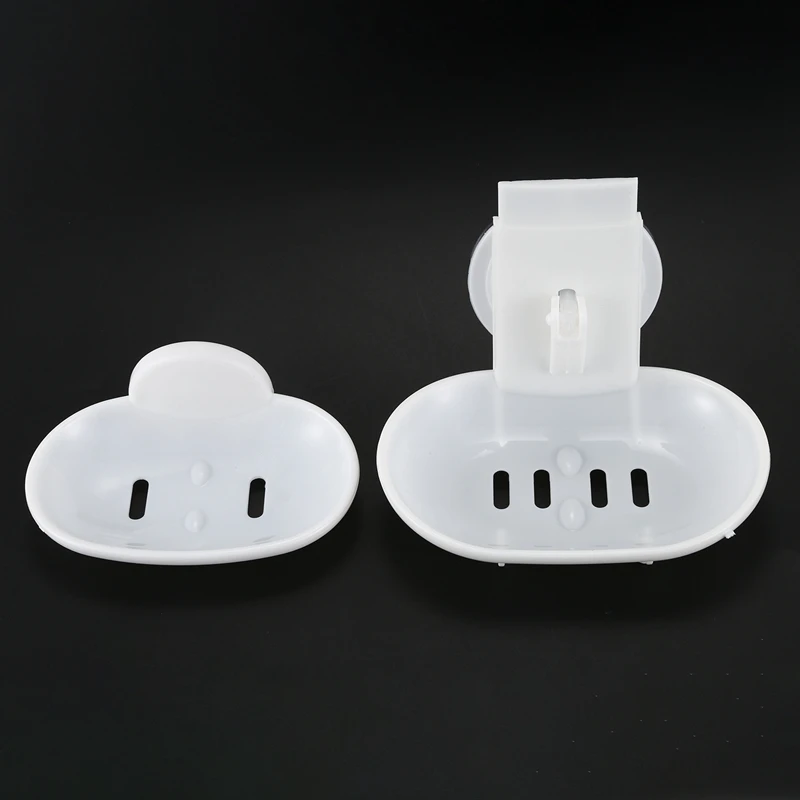 

Double Soap Dish Strong Suction Soap Holder Cup Tray for Shower Bathroom (White)