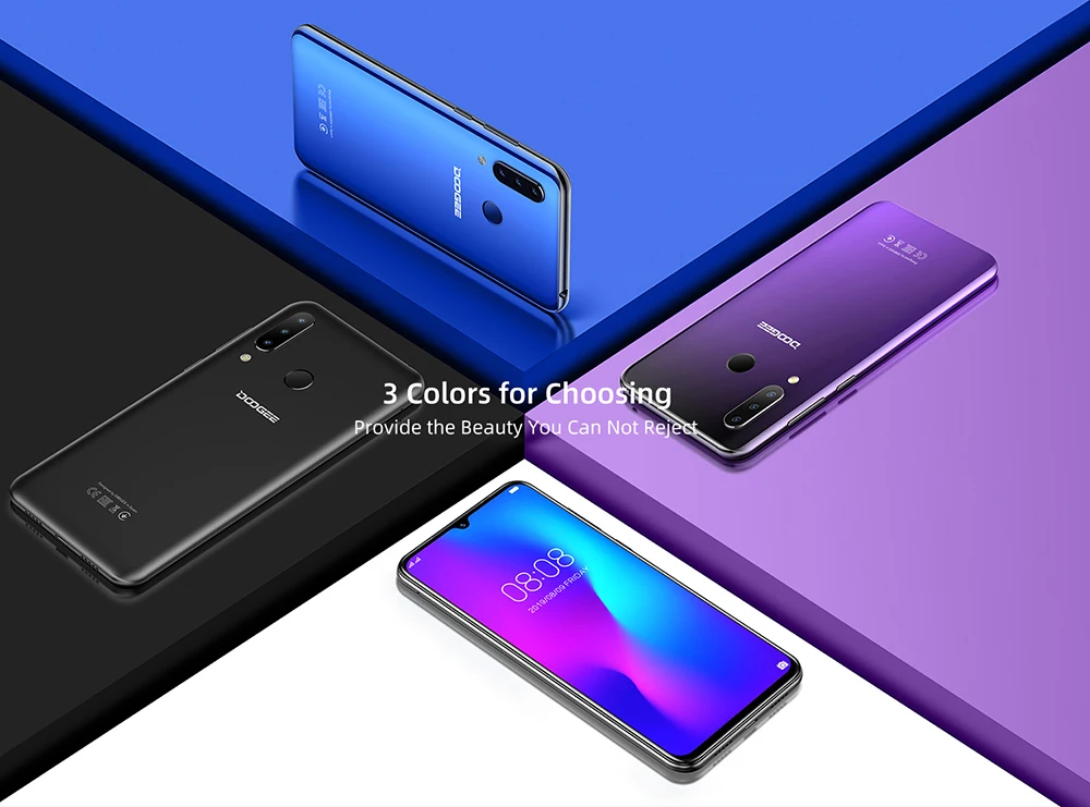 DOOGEE N20 мобильный телефон, отпечаток пальца, 6,3 дюймов, FHD+ дисплей, 16 МП, тройная задняя камера, 64 ГБ, 4 Гб, MT6763, четыре ядра, 4350 мАч, мобильный телефон LTE