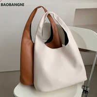 new trendy ladies fashion college student handbags high quality leather wild retro large capacity one shoulder tote bag