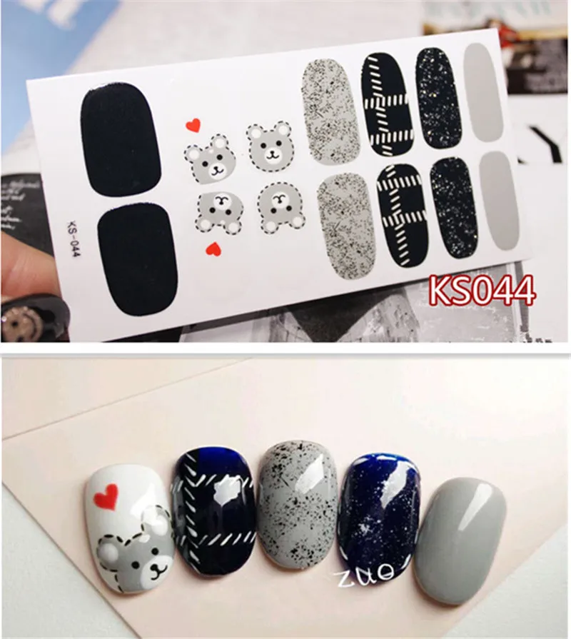 14 наконечников/лист для дизайна ногтей полное покрытие клейкие наклейки