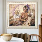Люди и животные красота и леопард Алмазная картина круглый полный 5D Nouveaute DIY мозаика вышивка