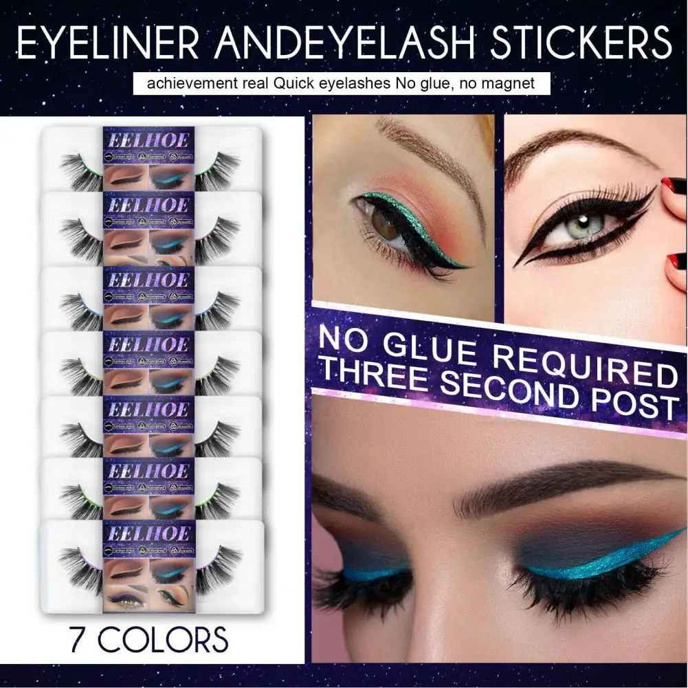 

1 Pair Eyelashes Stickers Convenient Reusable Plastic Waterproof Instant Eyeliner Stickers for Beauty Makeup