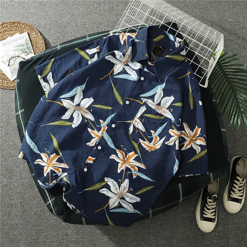 Мужские Пляжные рубашки с цветочным принтом Lindsey Seader повседневные Летние