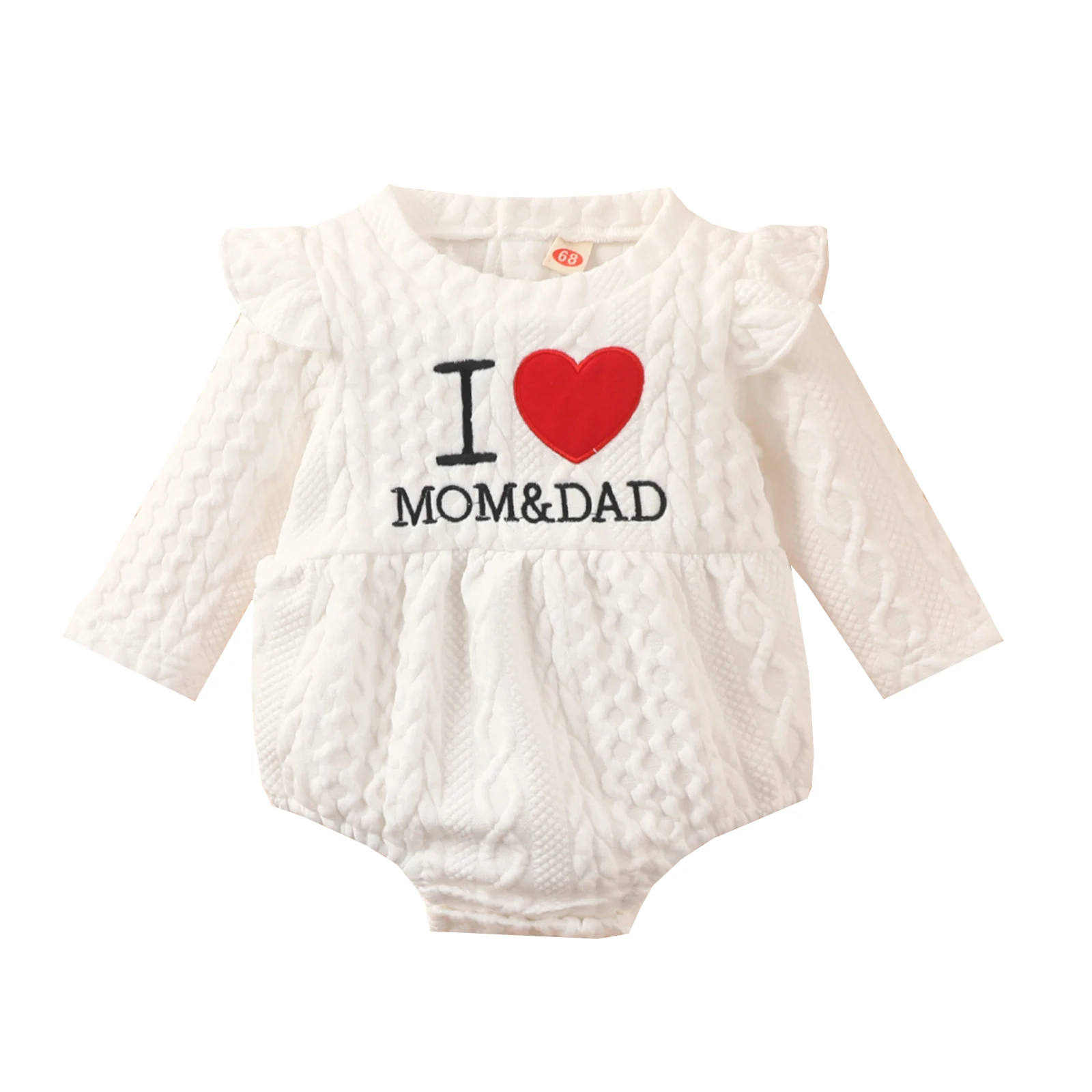 

Комбинезон Emmababy для новорожденных девочек, комбинезон с длинным рукавом и вышивкой в виде букв и сердечек, осенне-зимняя одежда, День Святог...