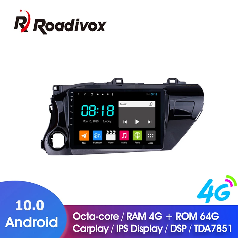 10 1 &quotAndroid 0 ОЗУ 4 Гб ПЗУ 64 ГБ для Toyota Hilux Revo LHD 2019 автомобильный Dvd Gps навигатор Радио