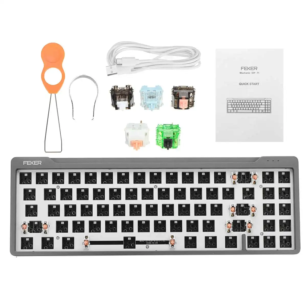 

FEKER 71Keys Hotswap Keyboard DIY Kit Aluminum Case 3/5pin Holy Panda Stabilizer Wired Backlit Mecanical Keyboard Customized Kit