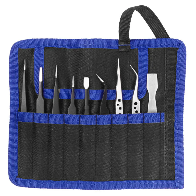 

MOYOTEC 9Pcs Precision Tweezers Tools Set Anti-static Multi-functional Repair Tools Set Carbon Steel Hand Tools Set