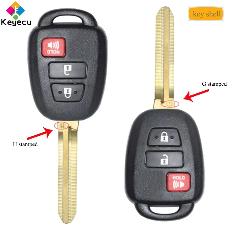 Брелок для автомобильного ключа KEYECU с дистанционной головкой чехол 2 + 1 3 кнопками