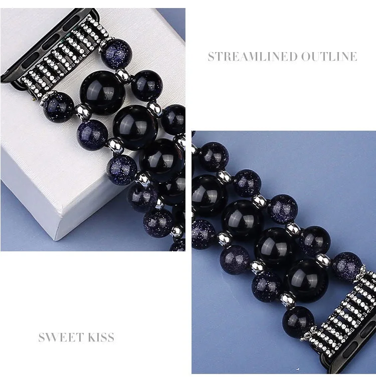 Сменный ремешок для Apple Watch Модный черный браслет из бисера с агатом сменный iWatch