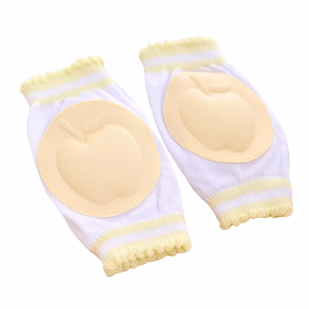 Yellow Мягкие хлопковые наколенники для новорожденных; защитные наколенники для ползания для детей; детские защитные гольфы для мальчиков и девочек - Цвет: Yellow