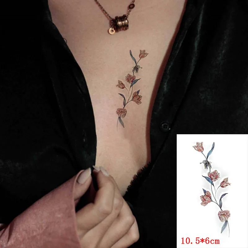 

Waterproof Temporary Tattoo Stickers Beautiful Flower Rose Fake Tatto Flash Tatoo Tatouage Hand Back Foot Arm for Girl Women Men