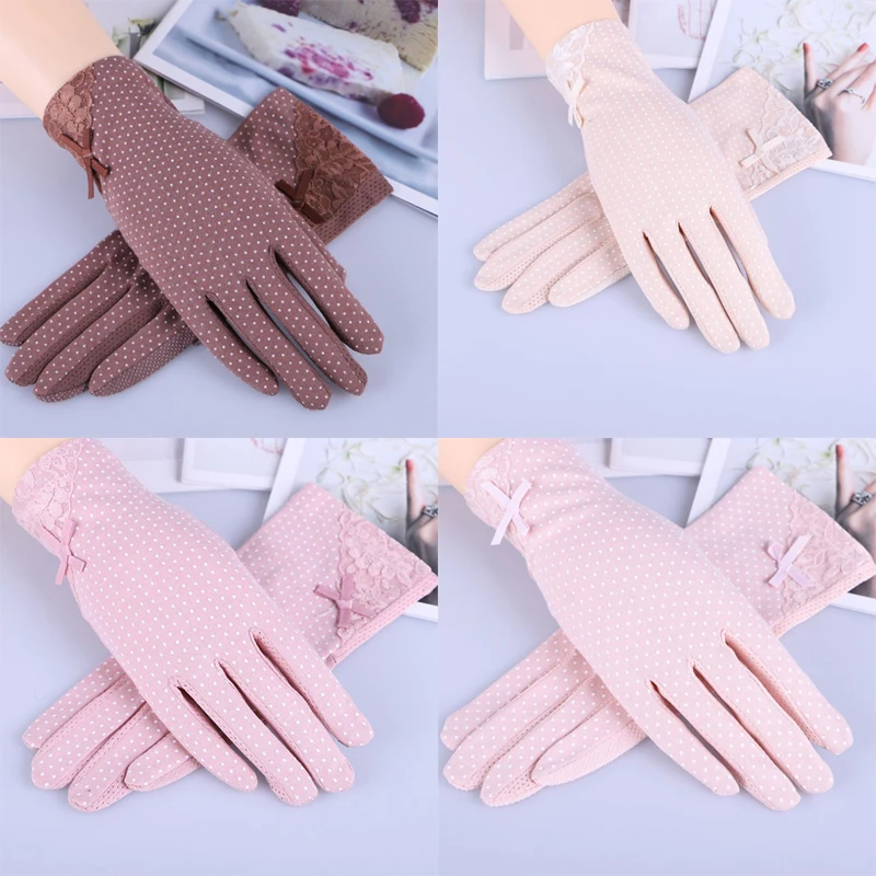 

Driving Summer Sunscreen Gloves Women Drive Girls Lady Thin Cotton Decent Lace Sun UV Resistant Touch Screen Gloves