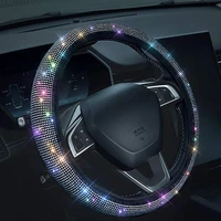 autoyouth d type bling rhinestones steering wheel cover with crystal diamond sparkling car suv breathable anti slip protector