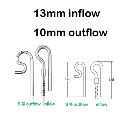 S 13mm in 10mm out Chihiros металлическая струйная труба лилии из нержавеющей стали, водный завод, рыбный бак, канистра, фильтр, аксессуар, мини нано труба для аквариума - Цвет: S 13mm in 10mm out